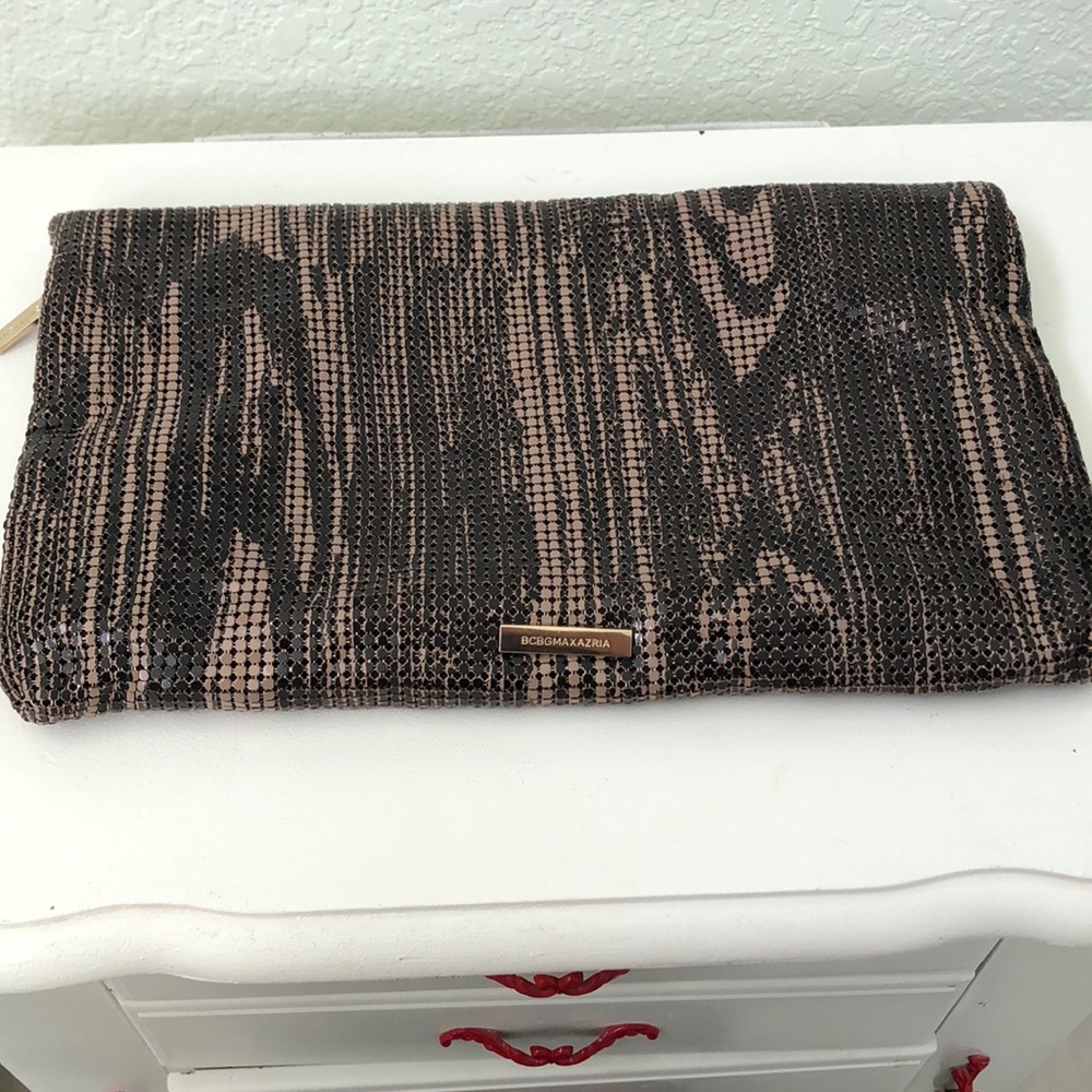 BCBGMaxAzria sequined snakeskin clutch 🐍